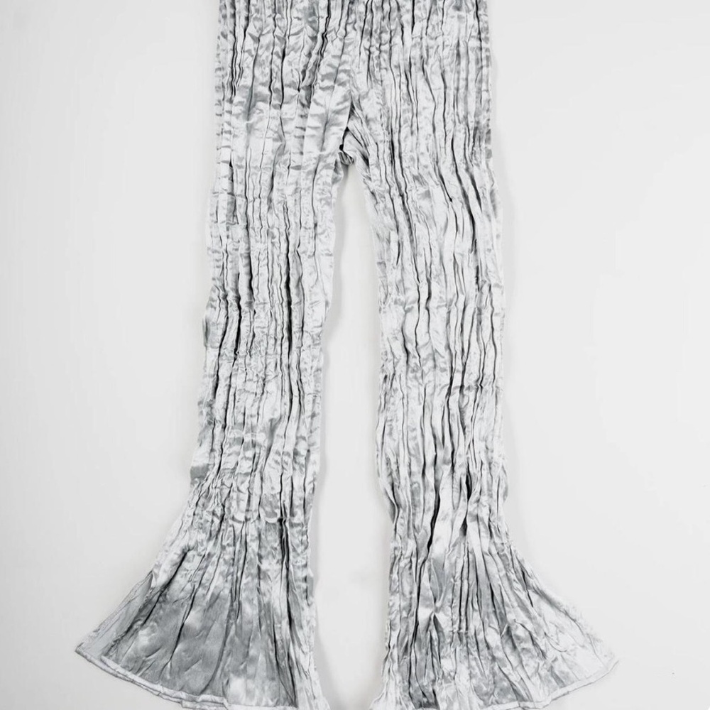 Nin Studio silver pleated pants with flared bottom in size S - Picture 2 of 5
